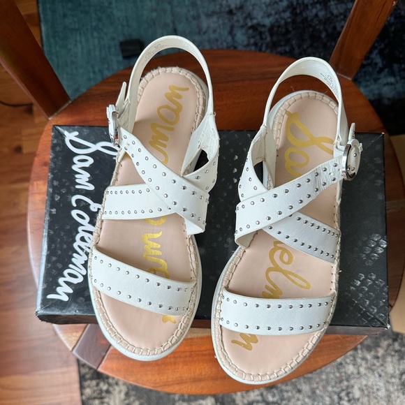 Sam Edelman Bright White Janette Criss-Cross Sandals - Picture 13 of 13